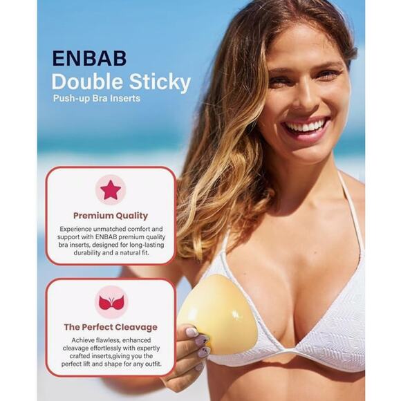 Sticky Bra Push Up Inserts Set - Reusable Double Sided Adhesive - Picture 3 of 6
